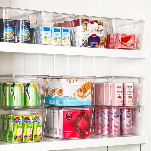 Stackable Clear Storage Bins with Lids & Handles - Large 11x7.5x6 Inches - 12 Pack