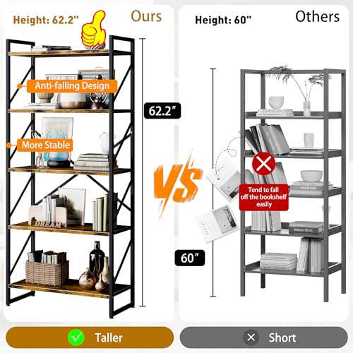 Shintenchi 2 Pieces 5 Tiers Bookshelf, Classically Tall Bookcase