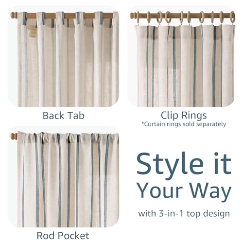 Blue Linen Filtered Light Curtains - 84 Inches Long, 2 Panels - Variation of THIS listing