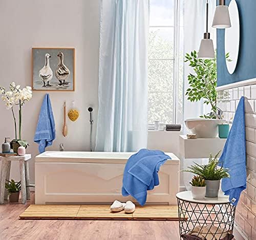 SIMPLI-MAGIC Bath Towels Set - 10-Piece Highly Absorbent Ring Spun Cotton Towels | Blue Color