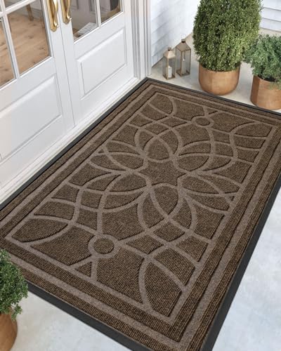 DEXI 4x6 Brown Heavy Duty Non-Slip Outdoor Entrance Door Mat - All Weather