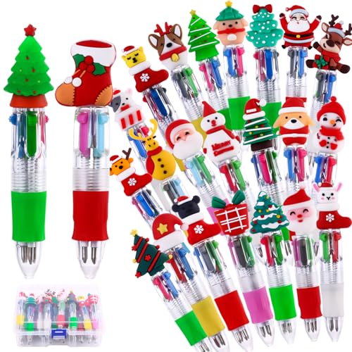 24PCS Christmas Multicolor Pens 4 Colors in 1 0.7mm Cute Gifts