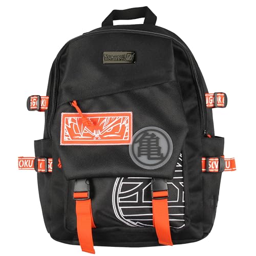 Dragon Ball Z Travel Backpack with Kanji Symbols - Padded Tech Pocket & Multiple Storage