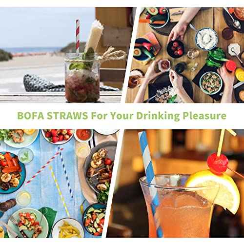 Red & White Striped Paper Straws, Disposable Drinking Straws for Birthday Christmas Party Decoration, 100% Biodegradable White Red Barber Stripes Straws Bulk 100
