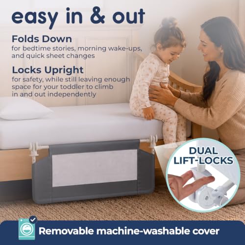 Hiccapop Convertible Crib Bed Rail Guard - Gray Toddler Bed Safety Barrier
