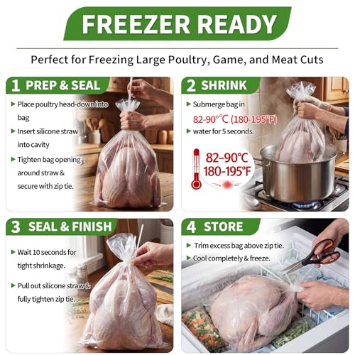 Feifeiya Extra Large Turkey Shrink Bag 18x32 inches, 15 Pack - Freezer Food Storage