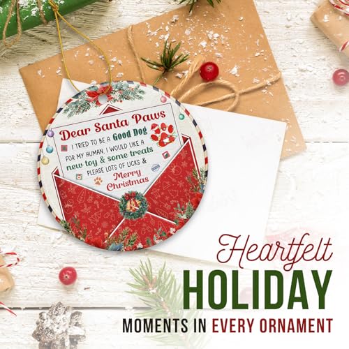 Dear Santa Paws Dog Ornament 2025 | Puppy First Christmas Ornament – Santa 3 Edition