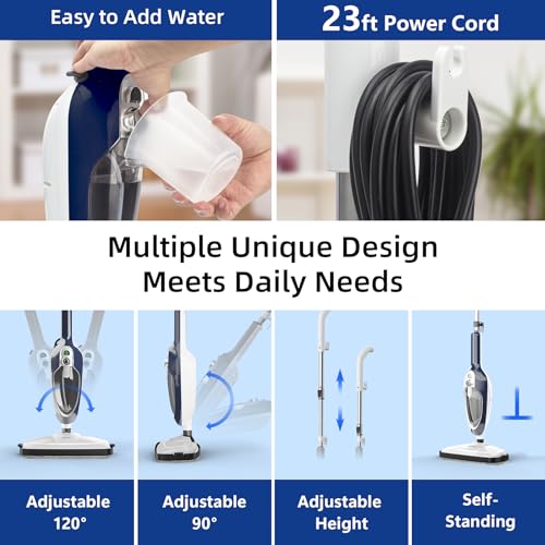 GorFanty 10-in-1 Steam Mop Floor Steamer - Blue, Multi-Surface & Carpet Cleaning