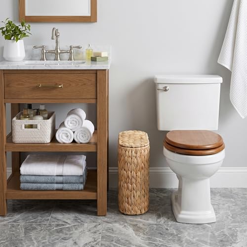 Coeusy Natural Wicker Trash Can with Lid, 3 Gallon Small Bathroom Waste Bin