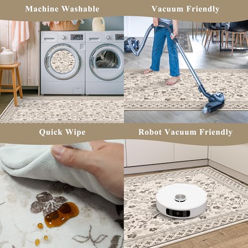 3-Piece Kitchen Rugs Set for Floor, Washable Non-Slip Farmhouse Mats
