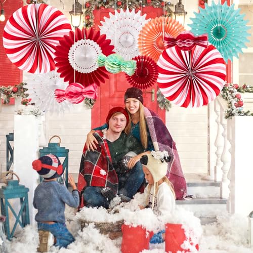 Candy Party Christmas Hanging Paper Fans – Easy Joy Candy Ornament for Ceiling Décor (Variation: Candy Party for Christmas)