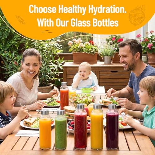 Luxfuel 10-Pack 18oz Clear Glass Water Bottles with Leak-Proof Stainless Steel Lids