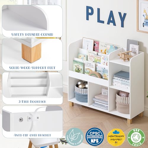 Kids Bookshelf and Toy Storage Cube Organizer - Child-Friendly, Safe & Sturdy