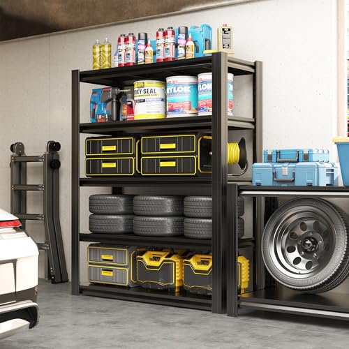 Heavy Duty Garage Shelving Unit - 72 Inch H, Black, 2500 lbs Capacity, Adjustable 5 Tiers, Metal Storage Racks for Workshop Basement Home Office