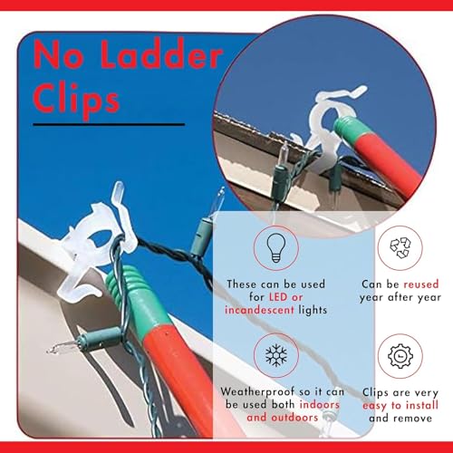 No Ladder 25 Count Clear Gutter & Shingle Clips – Fits No Ladder System