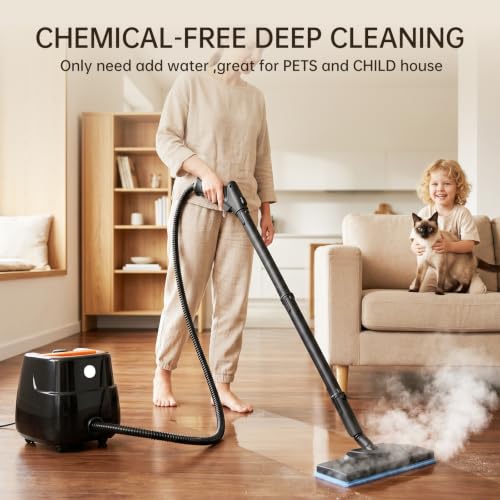 Black 21-in-1 Chemical-Free Steam Cleaner, Multipurpose Heavy-Duty Steamer