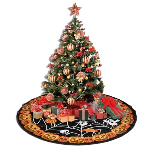 Majoug Black 48-Inch Christmas Tree Skirt for Holiday Decoration, Festive Home Accent