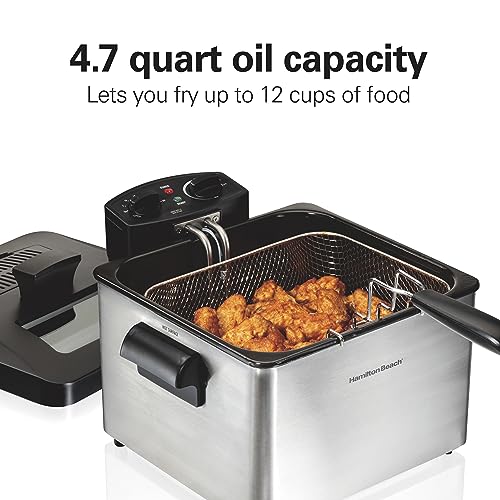 Hamilton Beach 4.5L Deep Fryer with 3 Baskets, Stainless Steel, Adjustable Temp