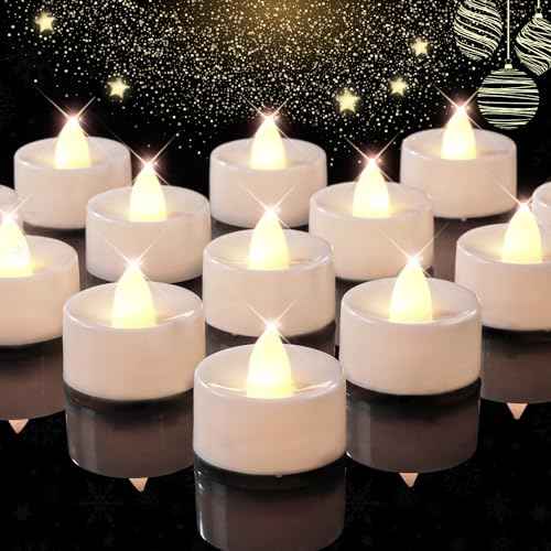 BEICHI Flameless Candles, 12Pack Battery Operated Candles, LED Tea Lights Candles Battery Operated, Flickering Fake Candles for Wedding Halloween Christmas Diwali- Warm White