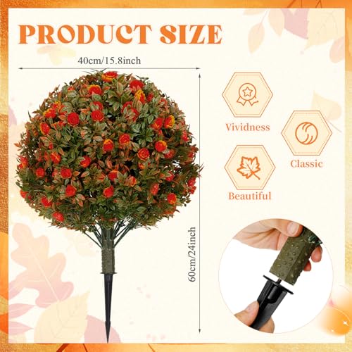 Lunmon 2 Pack 24-Inch Artificial Orange Topiary Trees for Outdoor Decor
