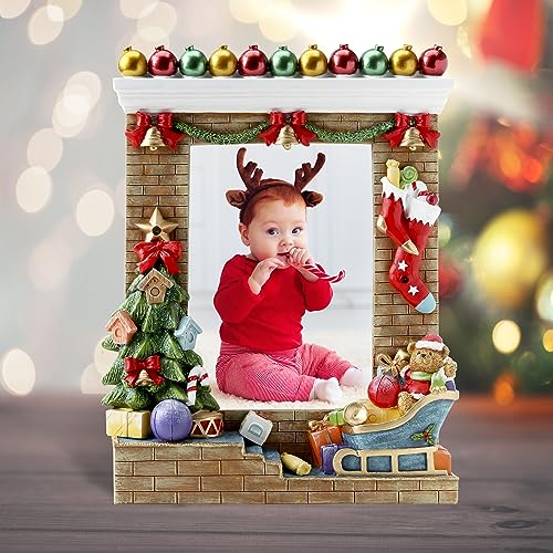Light Up 5x7 Christmas Ornament Resin Picture Frame with Colorful LED Lights