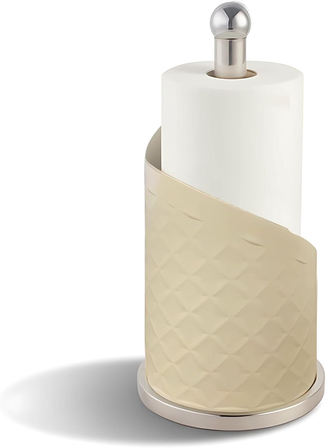 Stainless Steel Paper Towel Holder - Stylish Countertop Dispenser | Freestanding Tissue Rack, White