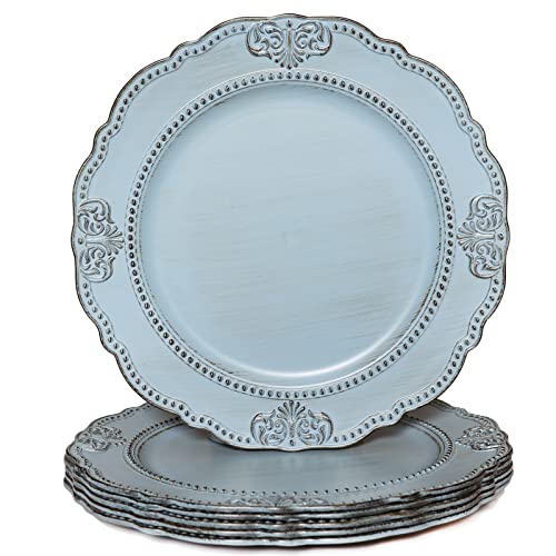 Spsyrine Antique Blue Charger Plates Set of 6, 13" Chargers for