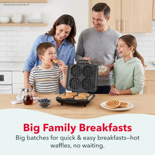 Dash Multi Mini Waffle Maker - Cooks 4 Mini Waffles at Once, Graphite