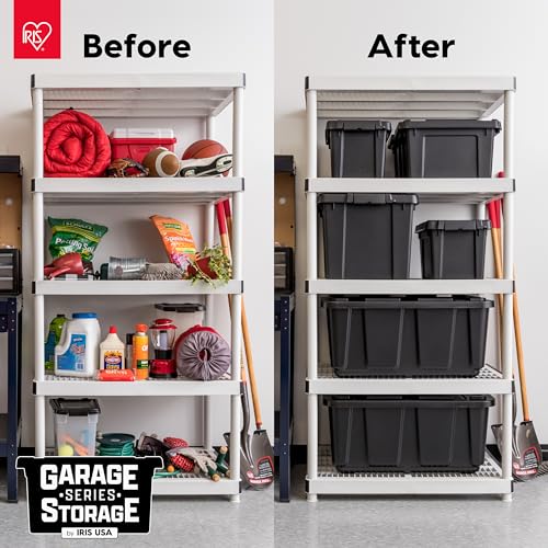 Heavy Duty Storage Totes with Lids - 20 Gal Black 4-Pack - Stackable and Secure