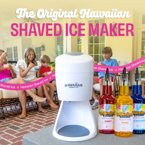 Hawaiian Shaved Ice Machine S900A White - Compact Electric Snow Cone Maker