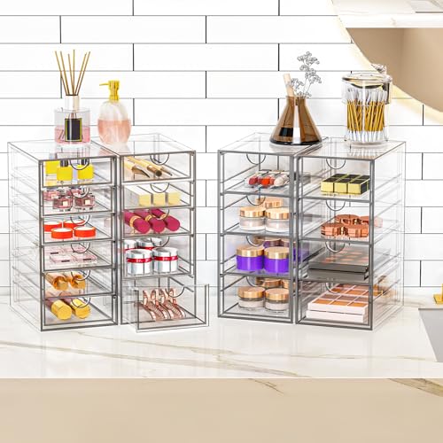 YFXCVSL 19-Drawer Acrylic Makeup Organizer - Clear Storage Drawer Set
