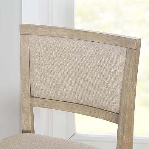 Natural Rustic Wooden Folding Counter Stool with Beige Upholstery - 25 Inch Seat Height - Variation of THIS listing