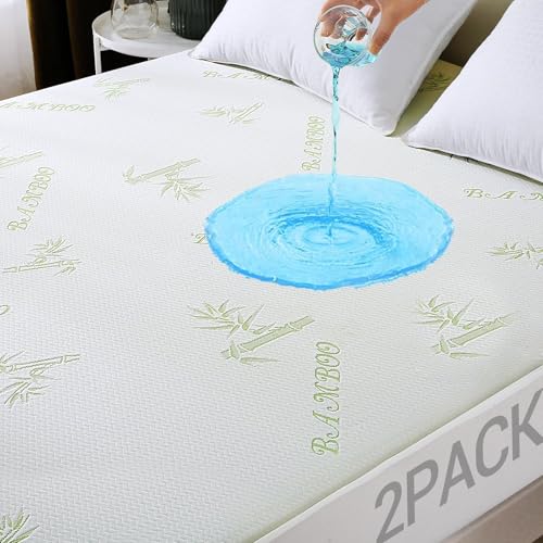 2 Pack Queen Mattress Protector Waterproof Bed Cover Breathable & Stretchable