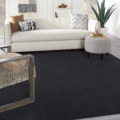Black 7' x 10' Area Rug - Easy Clean, Non-Shedding, Versatile Indoor Outdoor