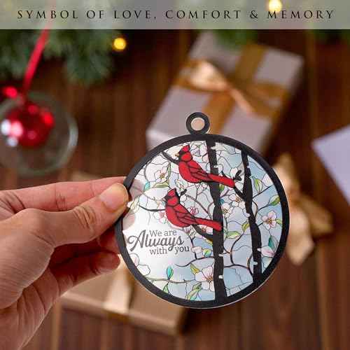 Wooden Cardinal Christmas Ornaments, Hanging Memorial Christmas Decorations, We are Always with You Cardinal Gifts, Sympathy Gifts for Loss of Loved One, Bereavement Gift Ideas, Sympathy Gift
