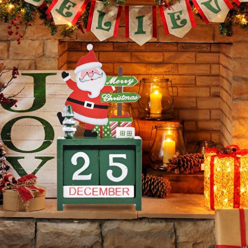 Christmas Countdown Advent Calendar, Wooden Xmas Decoration with