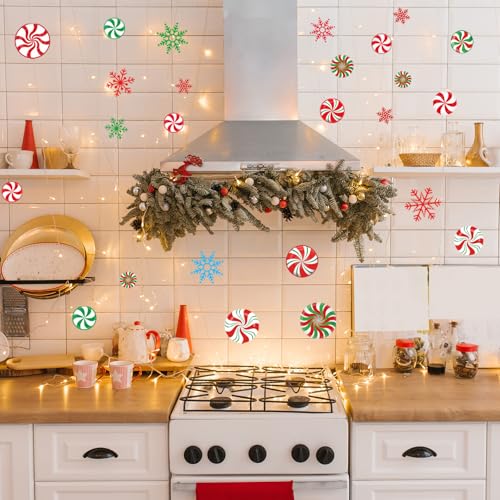 JarThenaAMCS Christmas Door Stickers Snowman Xmas Tree Wall Decals Holiday Decor 2 Rolls