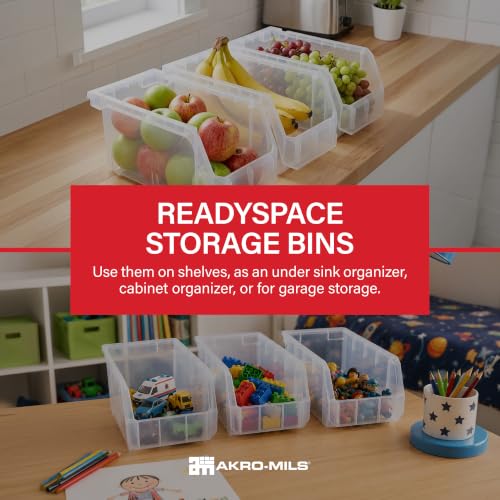 ReadySpace Medium Stackable Plastic Storage Bins - Clear, 8-Pack