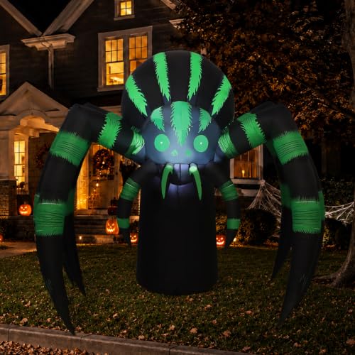 7FT Inflatable Halloween Spider with LED Lights Outdoor Yard Decoration