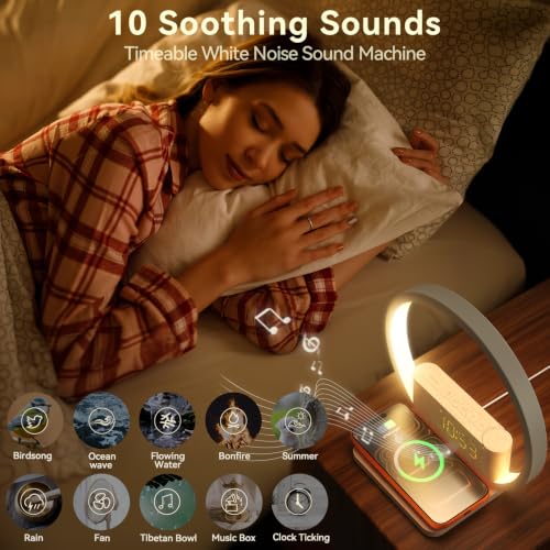 Vivilumens Sunrise Alarm Clock Wireless Charger, White Noise Sound