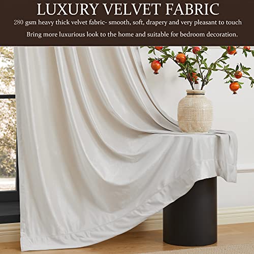 Cream Ivory Velvet Blackout Curtains 52"W x 84"L Set of 2 for Bedroom & Living Room
