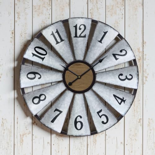 Vantic 30'' Windmill Large Wall Clock, Distressed Metal Clock