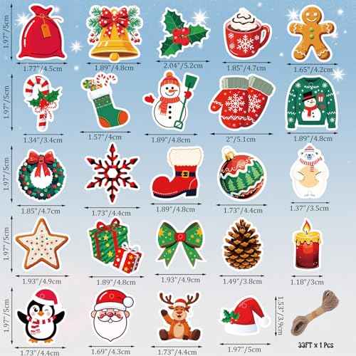 24Pcs Mini Christmas Tree Ornaments, 2¡° Miniature Christmas Tree Ornaments, Xmas Miniatures for Crafts with String for Winter New Year Party Tree Indoor Craft Favors