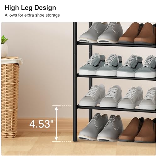 Expandable Shoe Rack 5-Tier Black - Adjustable Closet Storage Organizer