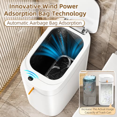 MUEE 3.5 Gal Automatic Sensor Trash Can with Bagging System - White