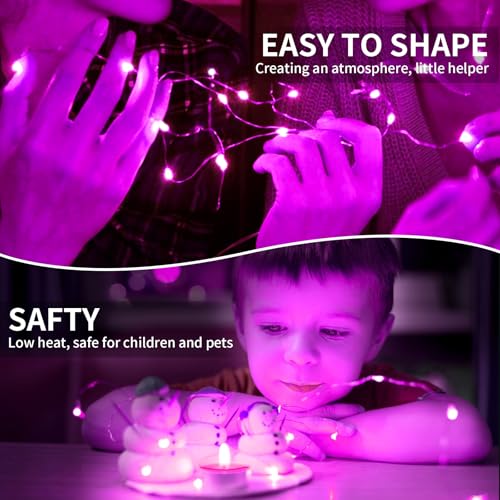 Pozzolanas 8 Pack Pink Fairy String Lights Waterproof 7ft 20 LEDs with 3 Modes for Wedding Holiday Decor