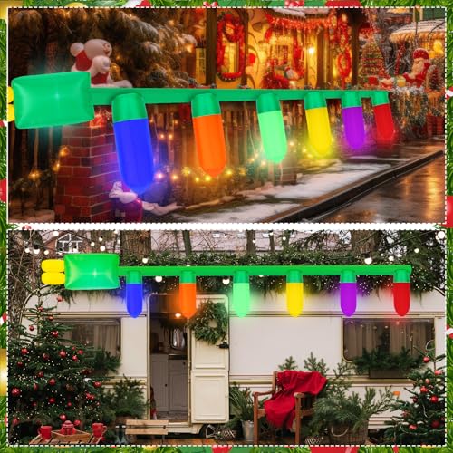 Giant 13ft Inflatable Christmas Light Bulb String with LED Lights Outdoor Decor