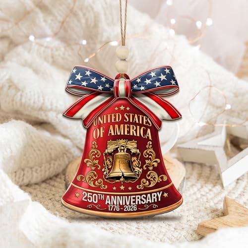 United States 250th Anniversary Patriotic Wooden Ornament Liberty Bell Decoration