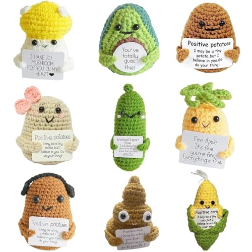 Positive Crochet Animals with Emotional Support Messages - 9 B (Gift Boxed)