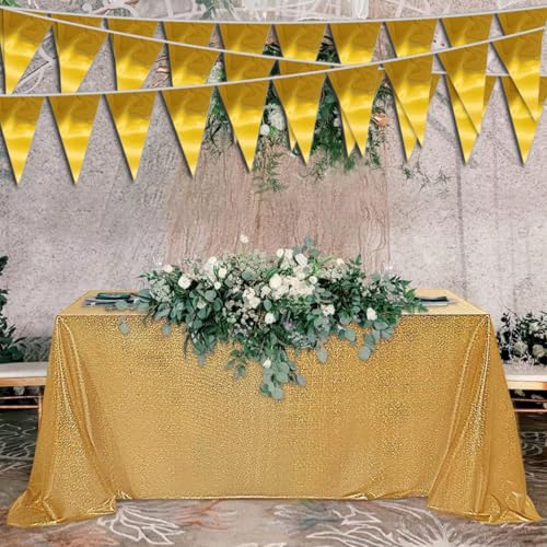 Gold Triangle Pennant Banner 65FT Party Decorations for Weddings Birthdays & Celebrations